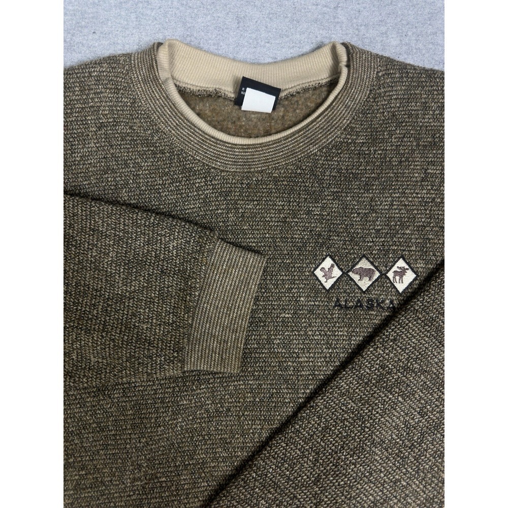 VTG 90s Sweater Mens XL Oatmeal Knit Boxy USA Made Alaska Western Y2K